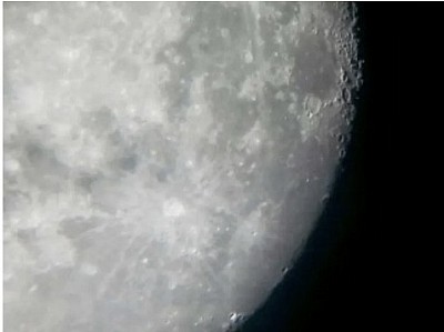 Picture of Tycho Crater on the moon taken though telescope eyepiece on my Iphone